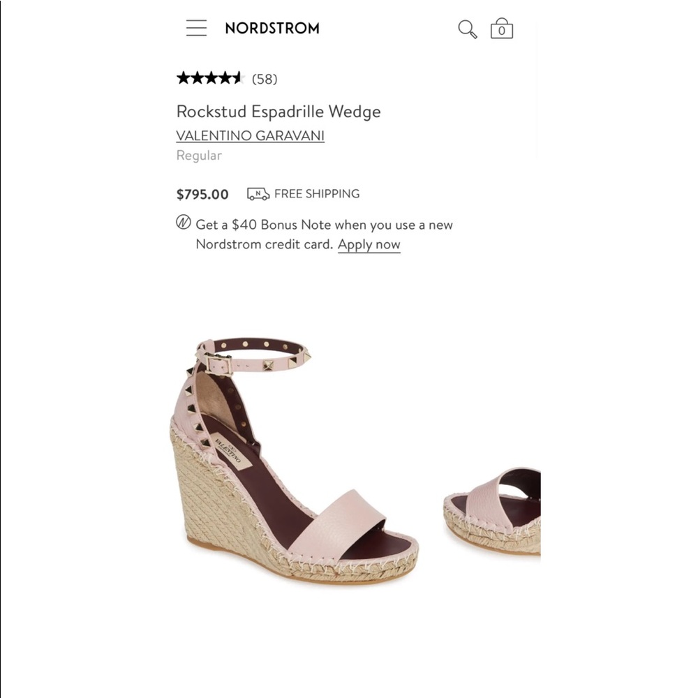 NWT Valentino Garavani Rockstud Espadrille Wedge